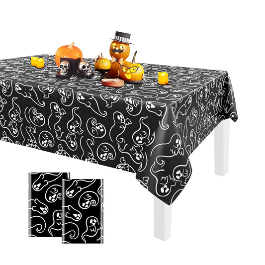 Mantel Halloween negro con fantasmas