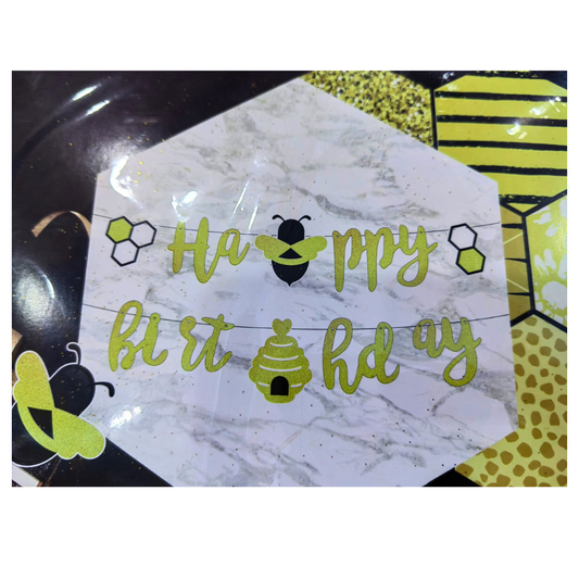 Letrero y Banner abeja happy birthday