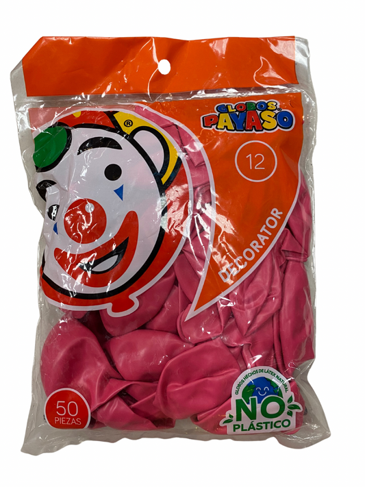 Bolsa globo látex marca Payaso rosa fiucsa